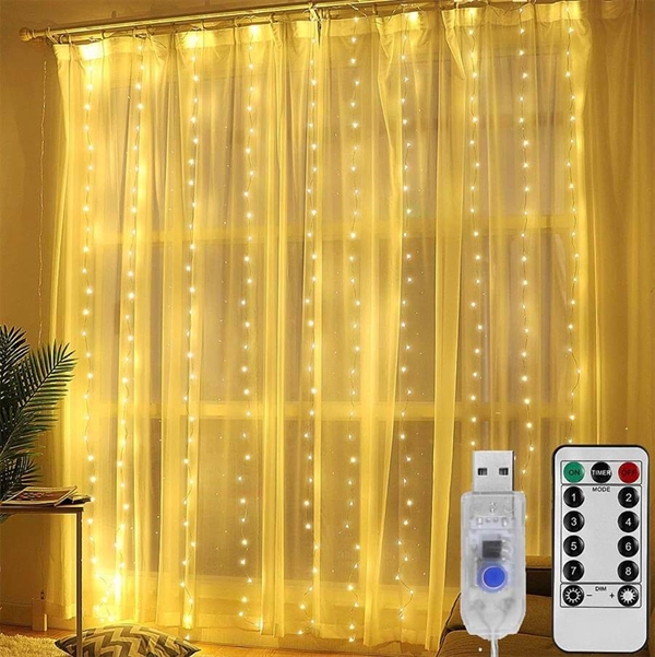 LED gardin med fjernbetjening